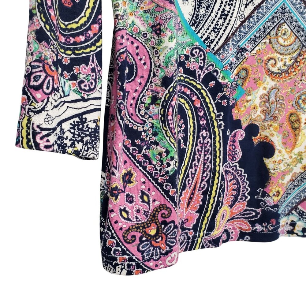 LRL Ralph Lauren Size XL Top Multicolor Paisley Floral Patchwork Print Back Zip - Picture 6 of 8
